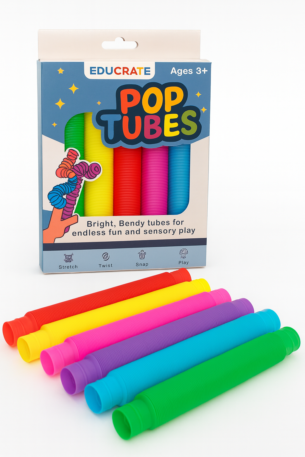Pop Tubes Sensory Fidget Toy for Kids Colorful occupational therapy