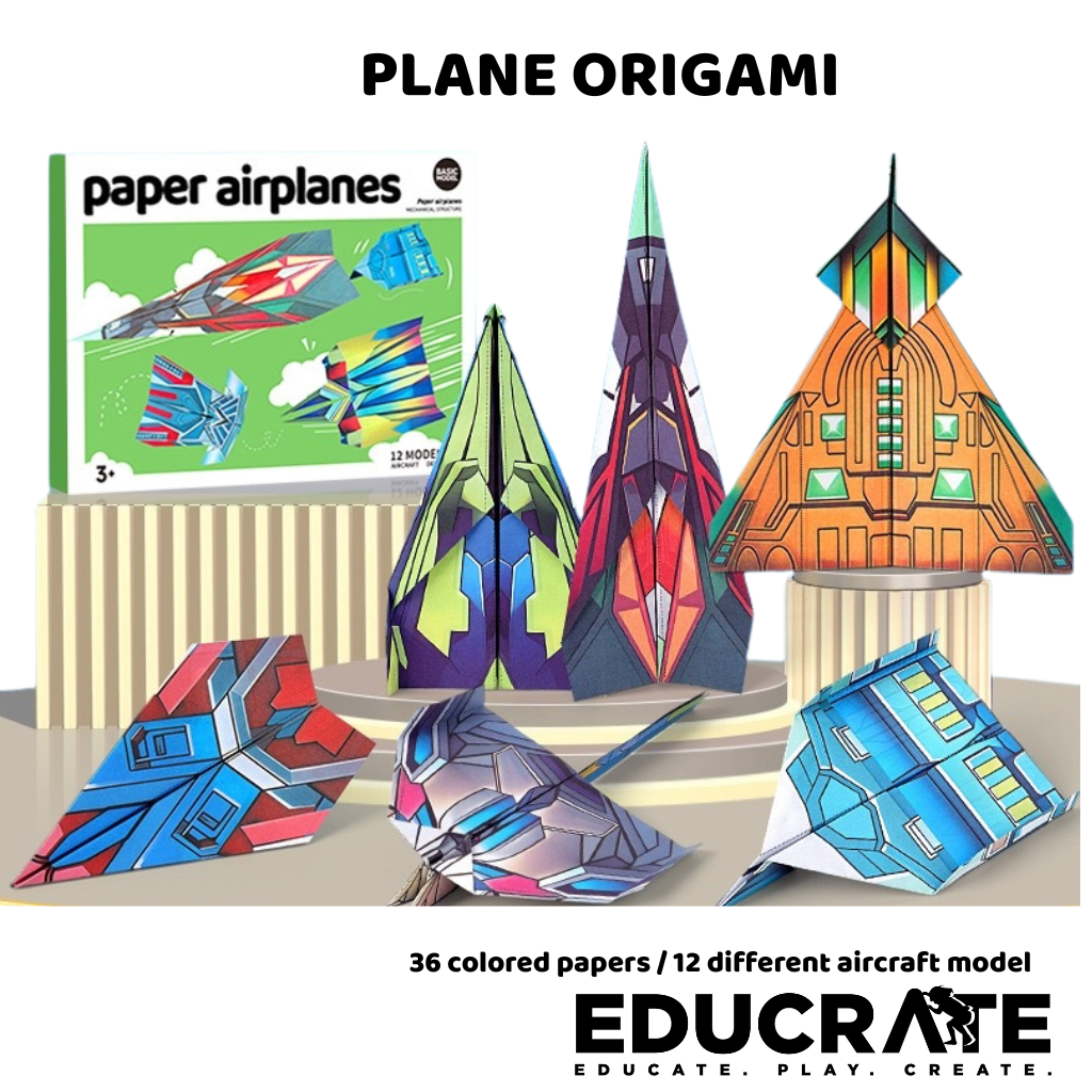 EducratePH Paper Airplanes Origami Kit – 12 Cool Models (36 Sheets)