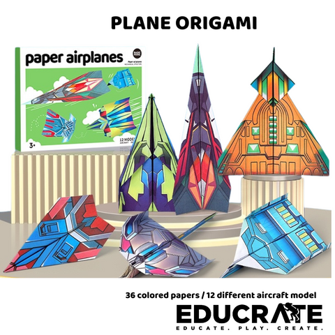 EducratePH Paper Airplanes Origami Kit – 12 Cool Models (36 Sheets)