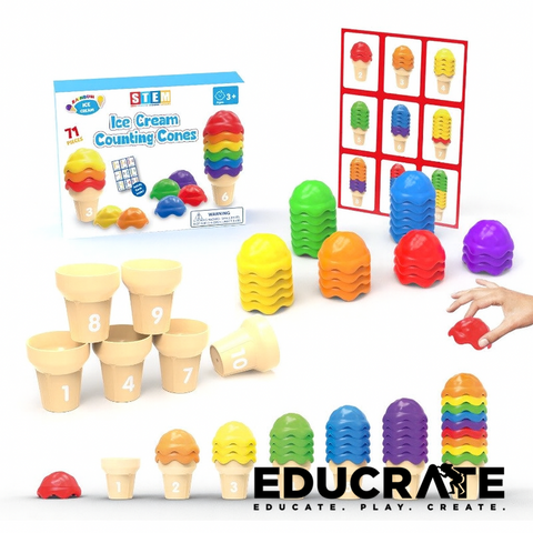educratePH Ice Cream Counting Cones – 71 PCS counting / sorting / pattern Math Toy