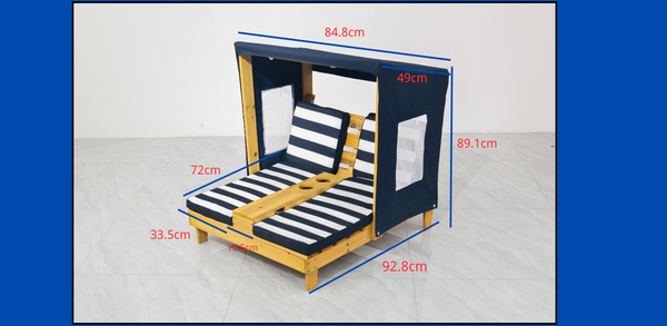Kids Wooden Deck Chair with Canopy – Outdoor Lounge Chair