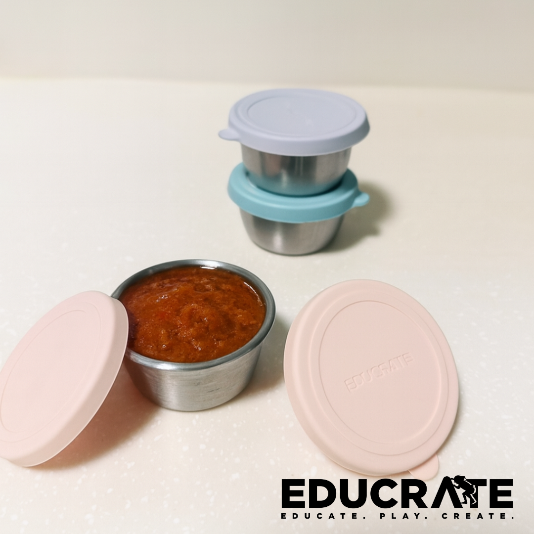 EducratePH 40ml Stainless Steel Sauce Container with Silicone Lid – Leakproof, Food-Grade 304, Reusable Dipping Cups