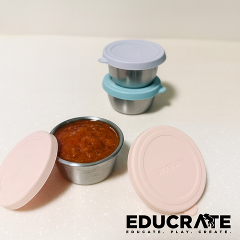 EducratePH 40ml Stainless Steel Sauce Container with Silicone Lid – Leakproof, Food-Grade 304, Reusable Dipping Cups
