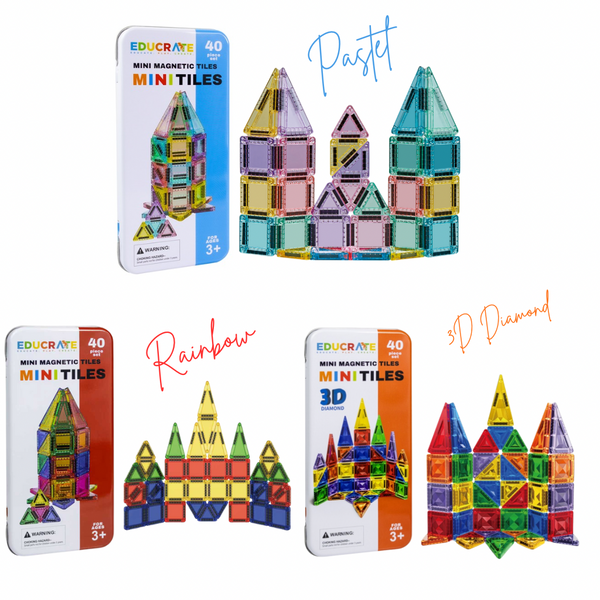 EducratePH Mini Magnetic Tiles 40pc Set with Travel Tin Case