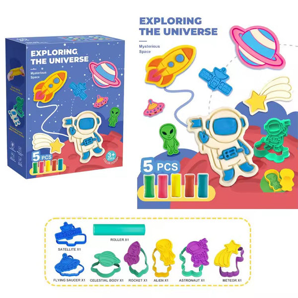 EducratePH Educational Play Dough Stamp Set  | Space Planets Dinosaurs Continents | Creative Sensory | Ages 3+