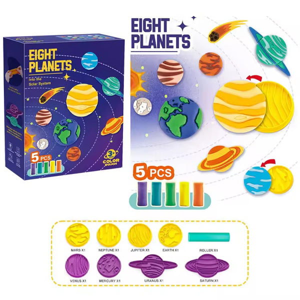 EducratePH Educational Play Dough Stamp Set  | Space Planets Dinosaurs Continents | Creative Sensory | Ages 3+