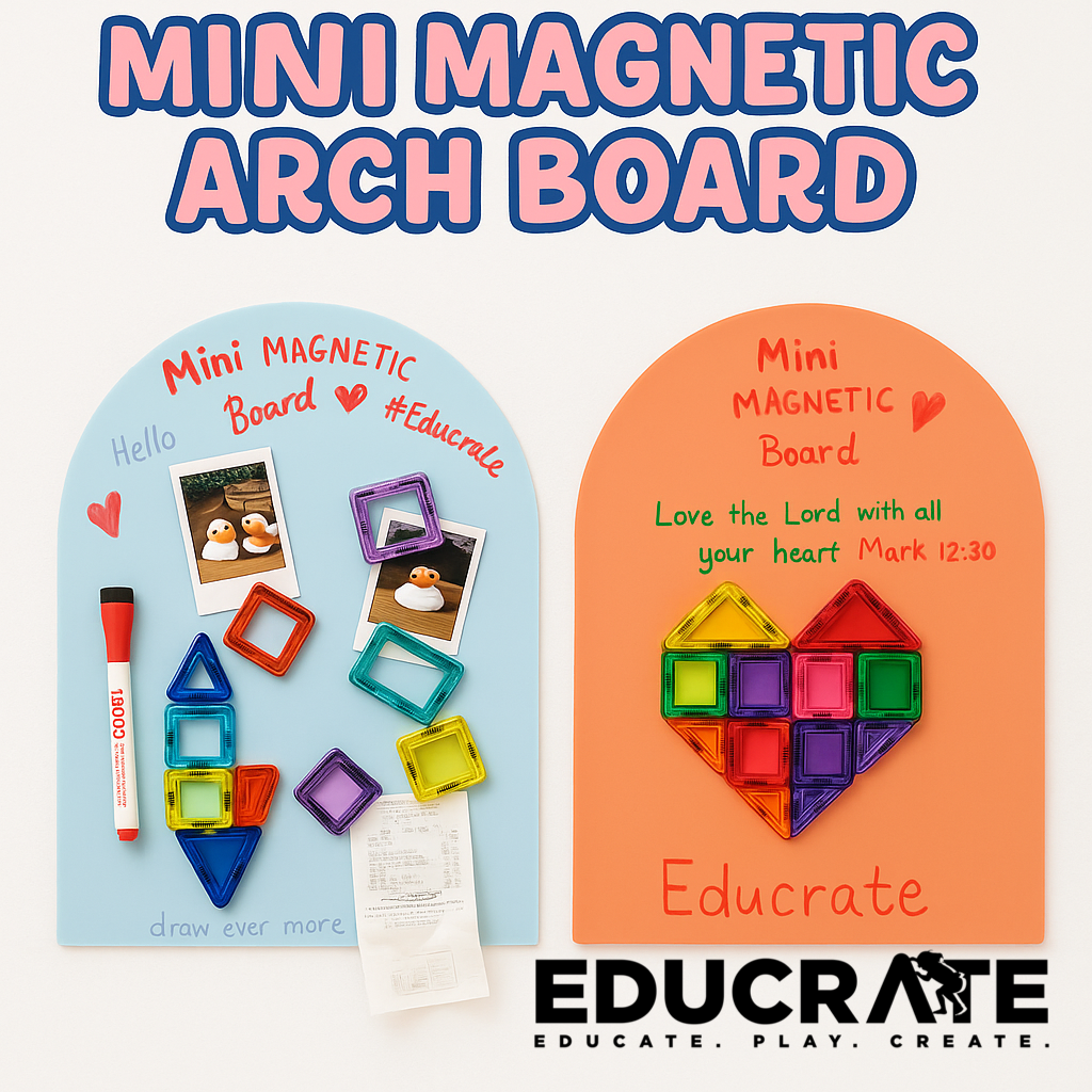 EducratePH Mini Magnetic Adhesive Board – Arch Dry Erase Glossy Memo Board (30×40cm)