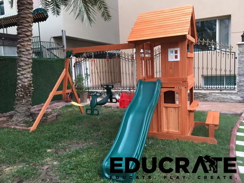 Emily Outdoor Playground (three swing set) with Green Slide FT-19