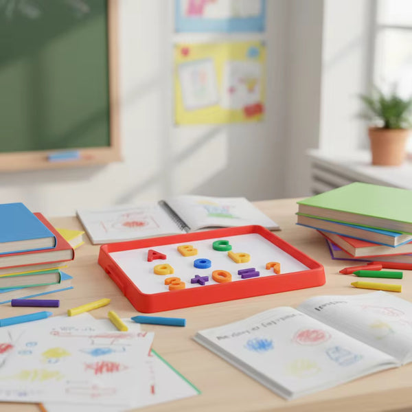 EducratePH Magnetic Stackable Dry Erase Whiteboard | Reusable Writing Activity Tray | Alphabet, Math & Learning Play