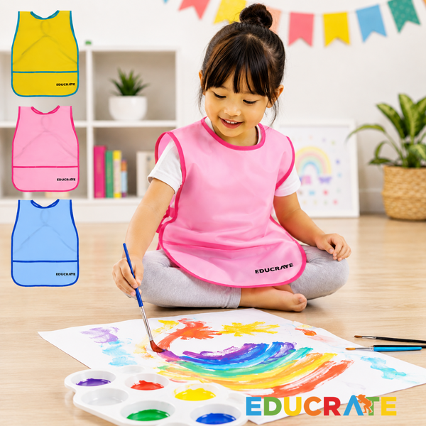 EducratePH Kids Art Smock Painting Apron for Toddler & Kids | Protective Craft Apron for Painting, Drawing & Art Activities