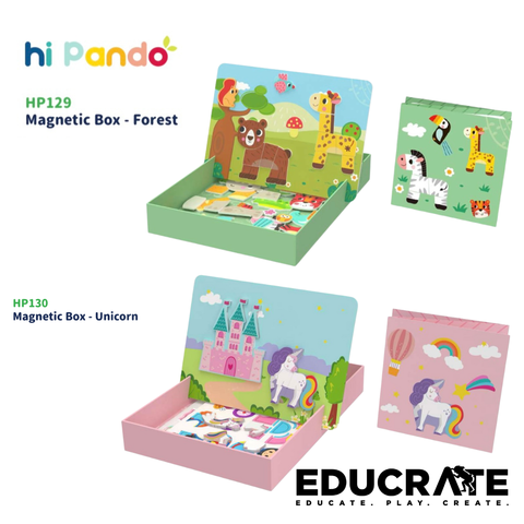 Hi Pando Magnetic Box Puzzle Toy – Forest & Unicorn Theme (53 pcs) | Educational Magnetic Storytelling Game for Kids