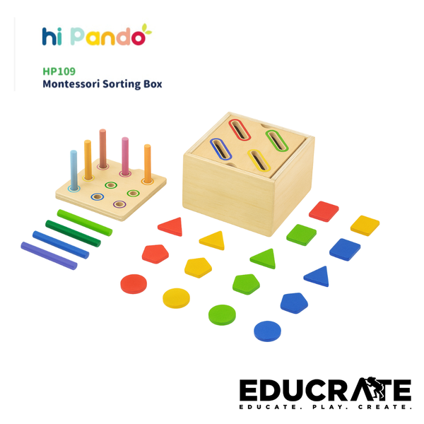 Hi Pando Montessori Sorting Box (28 pcs) | Shape & Color Matching Toy for Toddlers