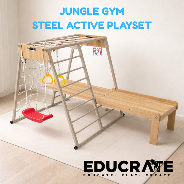 EducratePH Steel Jungle Gym Active Playset with Slide | Indoor Climbing Set for Kids