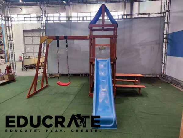 Eli Outdoor Playground with Monkey Bar, Picnic Table and Slide (optional swing attachment) SD-13