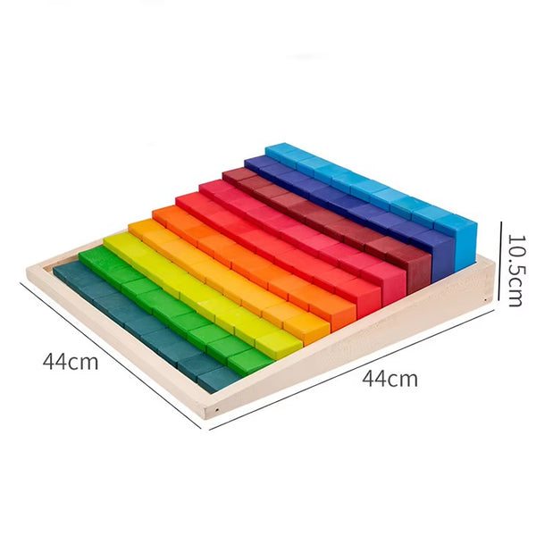 EducratePH Large Rainbow Stepped Wooden Blocks with Storage Tray | Montessori Building