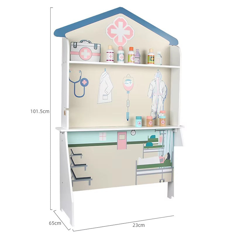 EductatePH Pretend Play Hospital Set | Wooden Doctor Clinic Station with Accessories