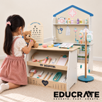 EductatePH Pretend Play Hospital Set | Wooden Doctor Clinic Station with Accessories