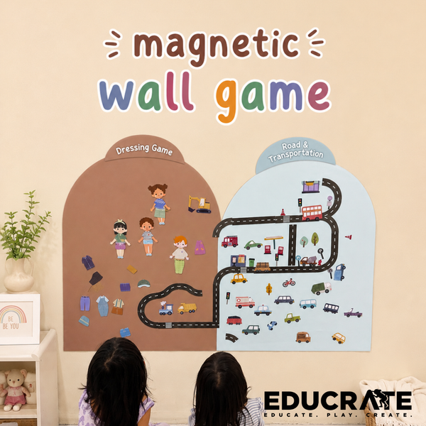 EducratePH Flexible Magnetic Wall Games | Road Track OR Dress Up Magnets | Reusable Kids Magnetic Play Set
