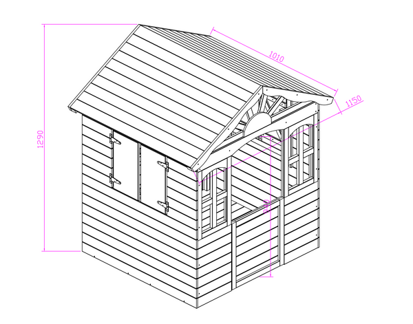 EducratePH Wooden Outdoor Playhouse for Kids | Garden Playhouse with Opening Windows & Door | Backyard Pretend Play House