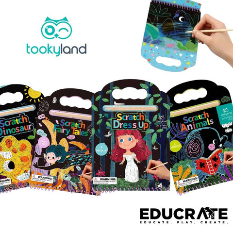 Tookyland Scratch Art Card / Coloring pad with Handle travel friendly educrateph