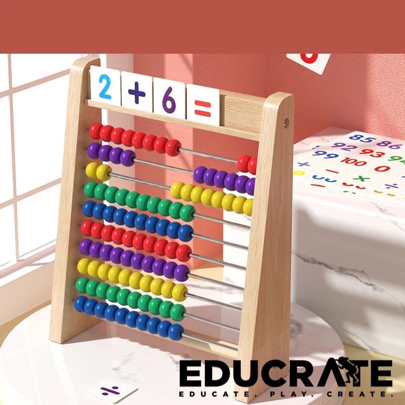 10 row Wooden Abacus Arithmetic Kids Toddler number math