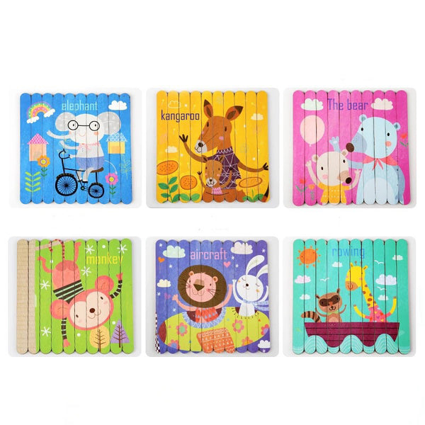 6 in 1 Wooden Stick popsicle Puzzle for Toddler Early Learning