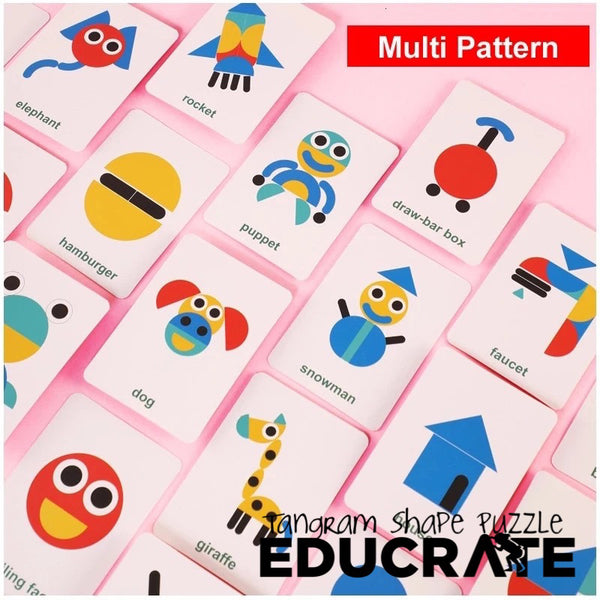 TANGRAM shape puzzle with pattern cards