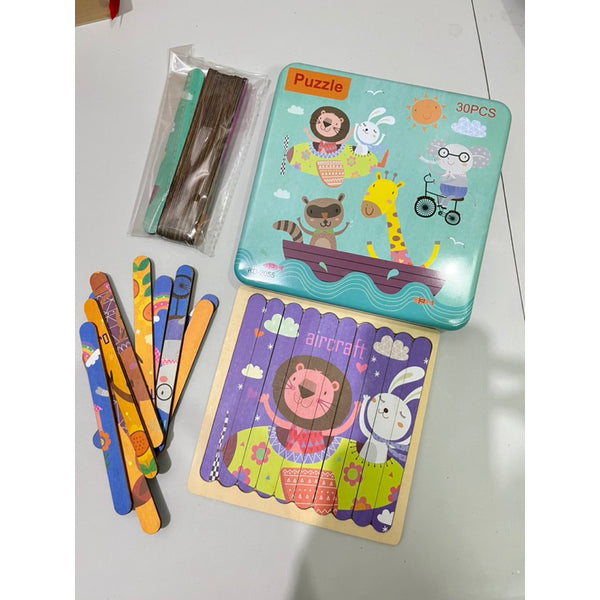 6 in 1 Wooden Stick popsicle Puzzle for Toddler Early Learning
