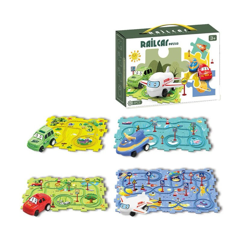 Puzzle Vehicle Track Railway with car DIY battery operated