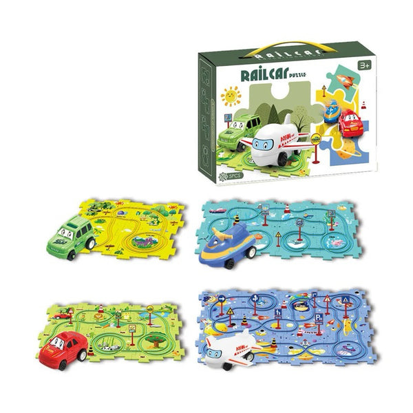 Puzzle Vehicle Track Railway with car DIY battery operated
