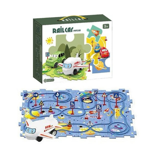 Puzzle Vehicle Track Railway with car DIY battery operated