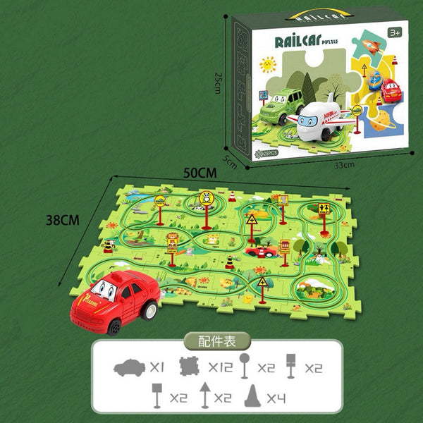 Puzzle Vehicle Track Railway with car DIY battery operated