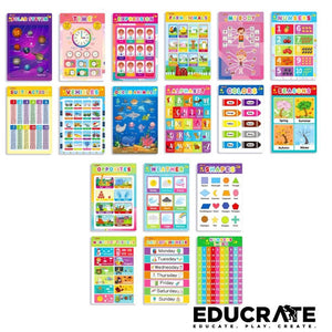 Keybaby Educational Tear Resistant Poster 6pcs/pack solar system number alphabet