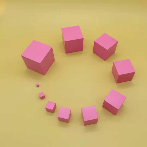 Pink Tower  with control cards - Standard Size 10cm - 1cm
