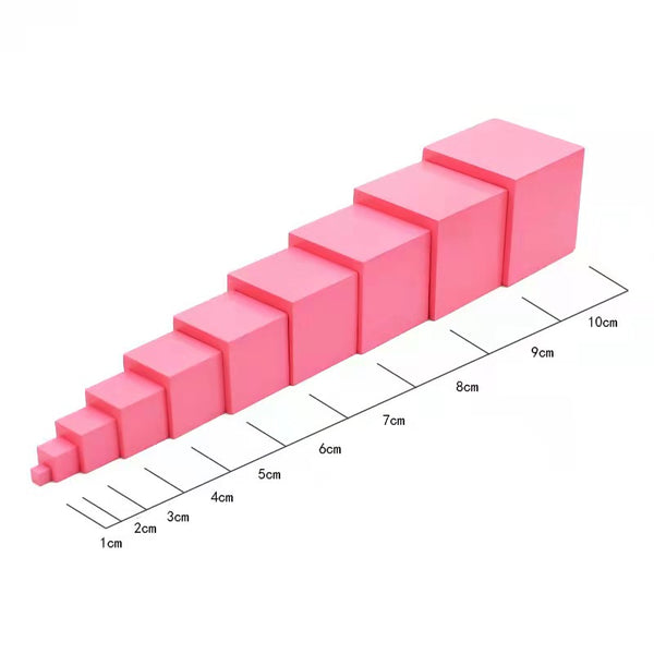 Pink Tower  with control cards - Standard Size 10cm - 1cm
