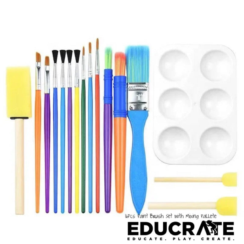 Little Picasso Paint Brush Kit with Mixing Pallette 16pcs