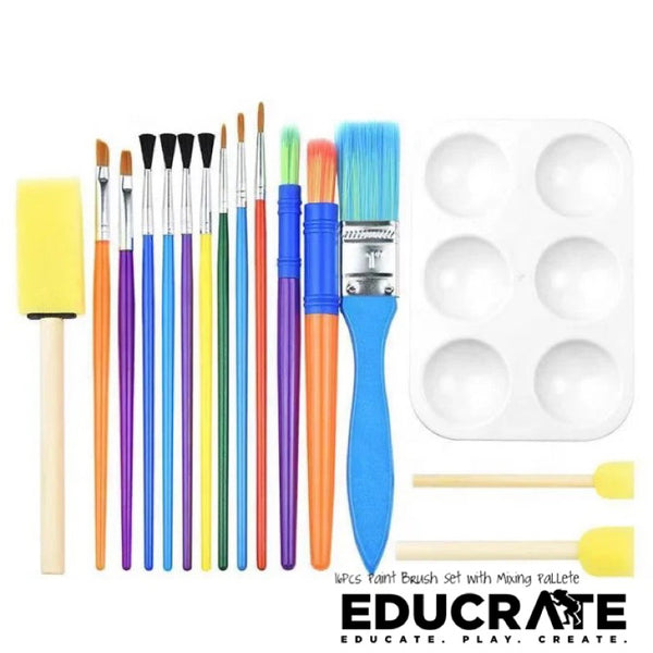 Little Picasso Paint Brush Kit with Mixing Pallette 16pcs